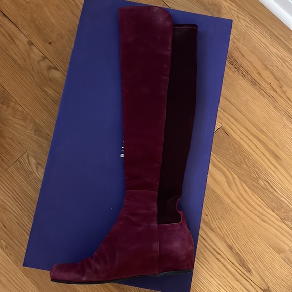 Auth Stuart Weitzman OTK Boots wine size 6 - Picture 5 of 11